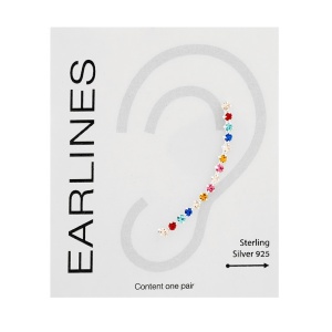 Cercei lungi pe ureche, tip ear climber, argint cu zirconii Picaturi Colorate