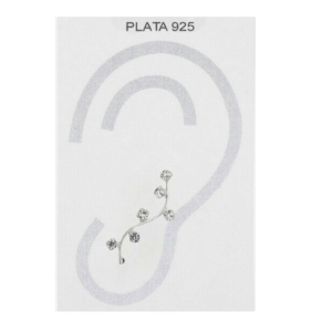 Cercei lungi pe ureche, tip ear climber, din argint cu zirconii Crystal Bloom 20 mm