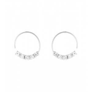Cercei piercing din argint cu zirconii albe, 10x0.6 mm