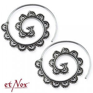 Cercei rotunzi din argint spirale Ornament dantelat 3cm - Img 2