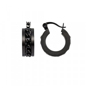 Cercei rotunzi din otel inoxidabil Infinity chain - negru 1.4cm