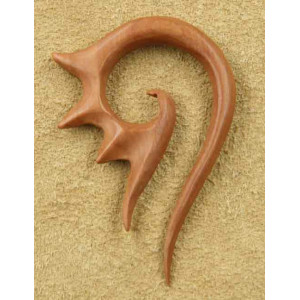 Cercel flesh sculptat manual din lemn Garuda grosime 4mm