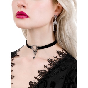 Choker din catifea cu piatra de onix Cathedralis 4.8 cm - Img 5