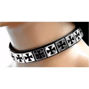 Choker piele naturala Crucea de Fier 1.8cm - Img 1