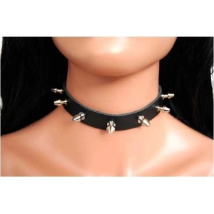 Choker piele naturala si tinte Killer Studs 1.5cm - Img 2