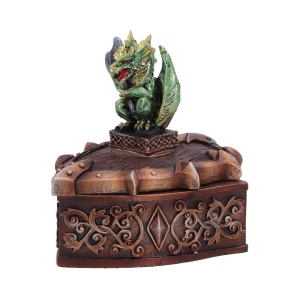 Cutie pentru bijuterii dragon verde Hoard Defender – decor gotic fantasy ( 10.5 cm ) - Img 2