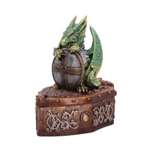 Cutie pentru bijuterii dragon verde Hoard Protector – decor gotic fantasy ( 13.4 cm ) - Img 2