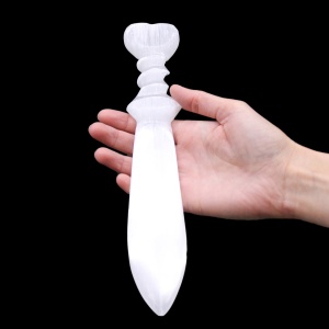 Cutit ritualic din Selenit - Spirala 25cm - Img 2