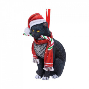 Decoratiune cu agatatoare Pisicuta Candy Cane Cat - Lisa Parker 9 cm - Img 6