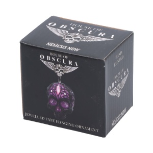 Decoratiune suspendata craniu mov Jewelled Fate 6,5 cm - House of Obscura - Img 7