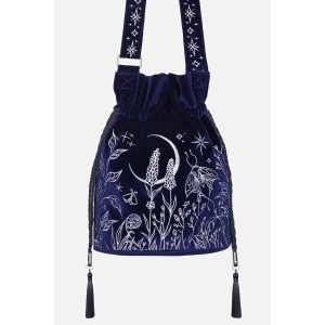 Geanta bucket gotica dark celestial Lunar Eclipse din catifea - Restyle