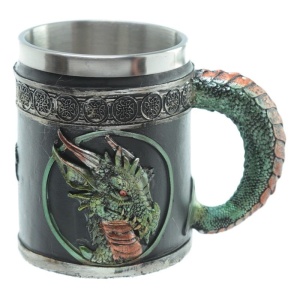 Halba Dark Legends din Rasina cu Interior din Inox – Design Dragon Medieval, 11 cm