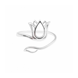 Inel ajustabil din argint 925 Floare de Lotus – simbol al puritatii si echilibrului interior
