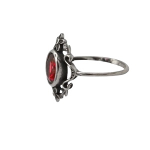 Inel din inox cu zirconiu rosu si flori gotice, 2 cm, Garnet Flowers - Img 2