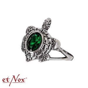 Inel din otel inoxidabil cu zirconiu verde Broasca Testoasa, latime 1.9 cm