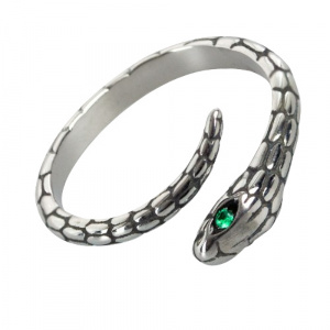 Inel otel inoxidabil Sarpe cu zirconiu verde 0.9cm