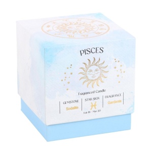 Lumanare zodiacala cu bucatele de Sodalit - Pesti (aroma gardenie) - Img 4