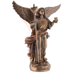 Mini statueta Chamuel, arhanghelul iubirii, finisaj bronz, 10 cm - Img 2
