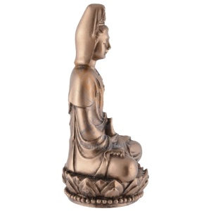 Mini statueta finisaj bronz zeita asiatica Guan Yi, zeita compasiunii 8 cm - Img 2