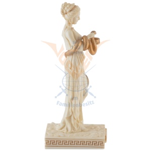 Mini statueta rasina cu finisaj alb marmura, mitologia greaca, Hygieia, zeita sanatatii - Img 3
