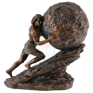 Mini statueta rasina cu finisaj bronz, mitologia greaca, Sisif si Lupta Eterna