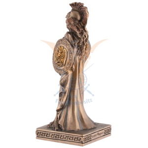 Mini statueta rasina cu finisaj bronz, mitologia greaca, zeita intelepciunii Atena - Img 6