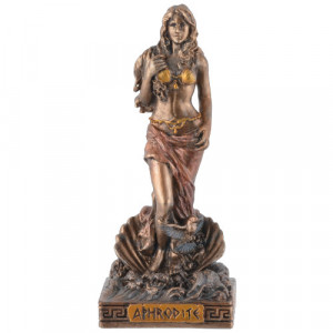Mini statueta din rasina si pictata in culoarea bronzului care reprezinta zeita frumusetii Afrodita,9 cm 