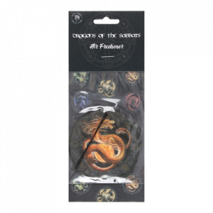 Odorizant design Anne Stokes, cu parfum floral pentru relaxare, are model cu dragonul Litha de culoare aurie, in ambalaj multicolor si dimensiunile de 7 x 7 x 0.2.