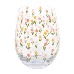 Pahar de sticla imprimat Lalele, capacitate 450 ml - Img 3