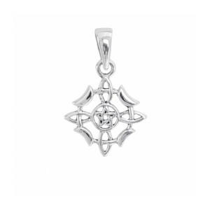 Pandantiv argint 925 Nodul Vrajitoarei cu Pentagrama – Talisman de Protectie, 1.35 cm
