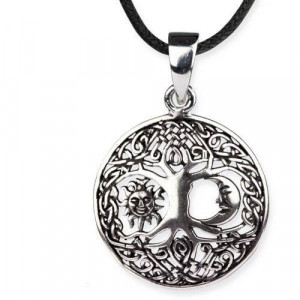 Pandantiv argint Copacul vietii cu Soarele si Luna, talisman pentru echilibru si armonie, 3cm