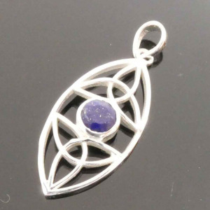 Pandantiv argint cu piatra semipretioasa Noduri celtice cu Lapis Lazuli 4cm - Img 3