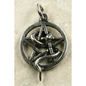 Pandantiv argint Sarpe incolacit pe pentagrama 3.8cm - Img 2