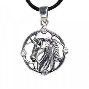 Pandantiv argint Unicorn cu Zirconii 2cm - Img 1