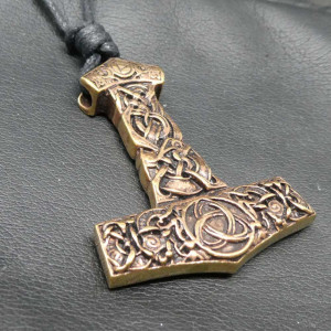 Pandantiv bronz Ciocanul lui Thor cu nod celtic 4.7cm