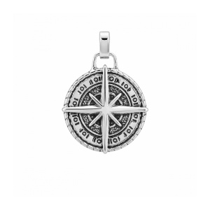 Pandantiv Busola (Roza Vanturilor) din Otel Inoxidabil 304 – Talisman Directie si Protectie, 25 mm