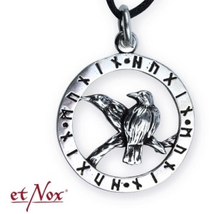 Pandantiv Corbii lui Odin din inox, Etnox – simbol al intelepciunii si cunoasterii, 2.8 cm - Img 2