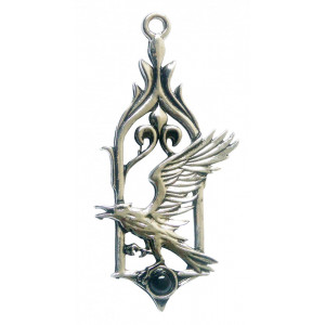 Pandantiv cu lantisor Copiii Noptii - Corbul, placat cu argint, 3.5 cm