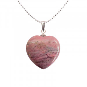 Pandantiv cu lantisor Inima de Rodonit, talisman pentru Vindecare, 3 cm