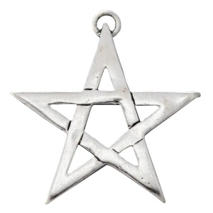 Pandantiv cu lantisor placate cu argint Sigils of The Craft - Pentagrama Deschisa 2.5 cm