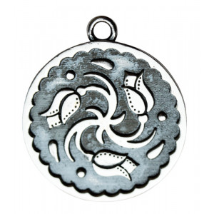 Pandantiv cu lantisorImbolc, placat cu argint, talisman zodiac celtic (23 Ian - 13 Feb), 2.5 cm