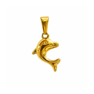 Pandantiv Delfin, inox auriu – libertate si bucurie de viata, 1.6 cm