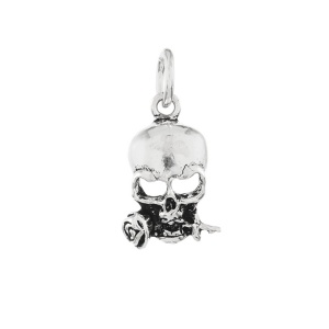 Pandantiv din argint cu Craniu cu trandafir 1.7cm