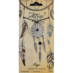 Pandantiv Gardienii Viselor- Dreamcatcher cu Onix, talisman pentru Protectie si Echilibru