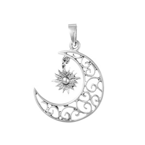 Pandantiv Luna si Soare din Argint – Talisman pentru Protectie si Echilibru, 2.5 cm