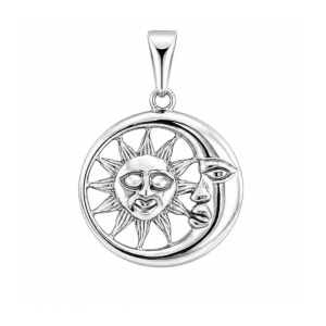 Pandantiv Luna si Soare din Otel Inoxidabil 304 – Talisman Echilibru si Armonie, 26 mm