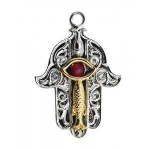 Pandantiv Mana Hamsa cu lantisor – talisman pentru protectie si noroc, Cabala Mistica