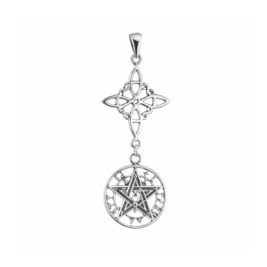 Pandantiv Nodul Vrajitoarelor cu Tetragrammaton din Argint – Talisman Protectie Ezoterica, 40 mm