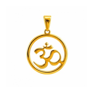 Pandantiv Om (Aum) Auriu din Otel Inoxidabil 304 – Talisman Liniste si Echilibru, 30 mm