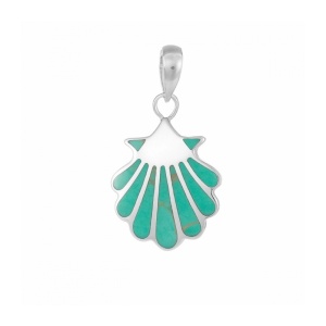 Pandantiv Scoica Saint-Jacques, argint cu turcoaz – frumusete si renastere, 1.8 cm